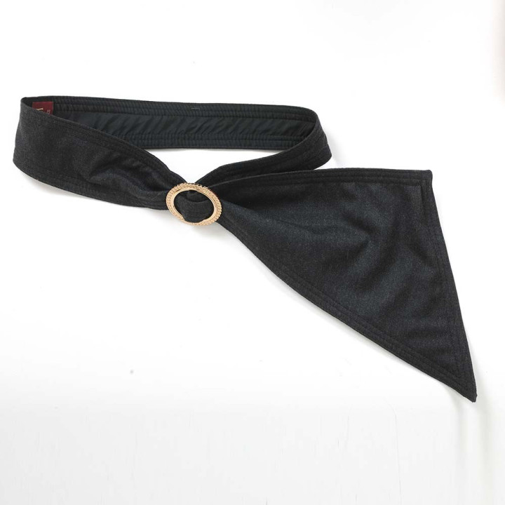 créateur fabrication française Ceinture noeud en lainage fin gris foncé, boucle dorée