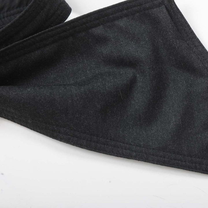 Ceinture fabriquée en France créateur femme noeud en lainage fin gris foncé, boucle dorée