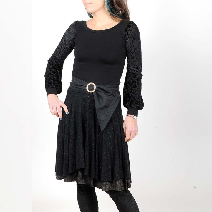 Bow-shaped belt, Dark grey wool, Golden buckle