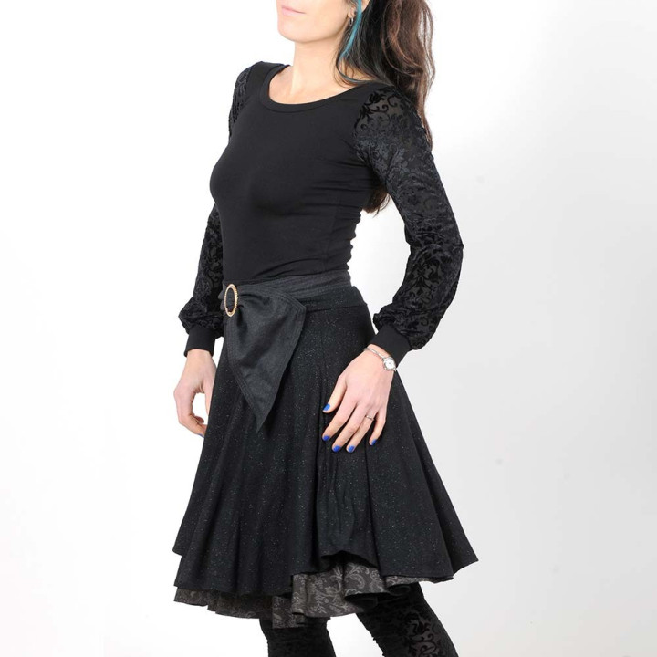 Bow-shaped belt, Dark grey wool, Golden buckle