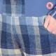Pantalon femme fait main en france 4/5 lainage carreaux bleus, bas resserré
