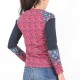 Floral womens top, navy and pink jersey patchwork