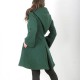 Dark green women's winter Pixie coat with Goblin Hood in virgin wool