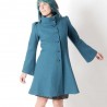 Denim blue winter Pixie coat with Goblin Hood in virgin wool