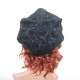 Black and navy floral beret hat, floqued print