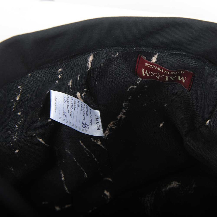 Béret fabriqué en France noir et marine motif fleuri