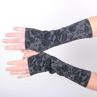 Black and grey floral jersey armwarmers