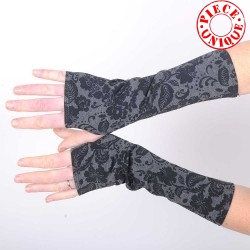 Black and grey floral jersey armwarmers