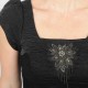Black party dress with beaded embroidery, short sleeves