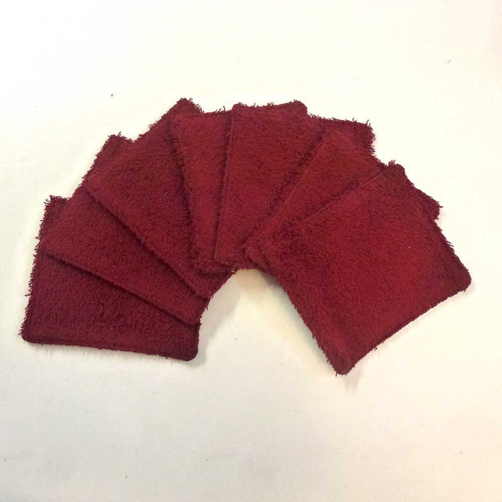 Set of 7 washable fabric face wipes, vintage dark cotton