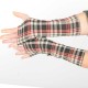 Long armwarmers, beige and black plaid jersey