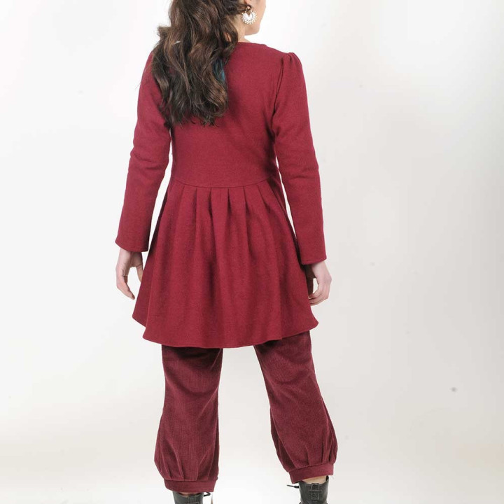 Womens crimson red corduroy pants with jersey belt