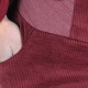 Pantalon fabrication artisanale jeune créateur femme 4/5 velours bordeaux côtelé, ceinture jersey