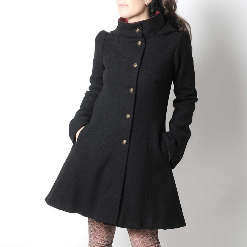 manteau lainage noir femme