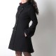 Black winter hooded coat in virgin wool