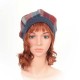 Blue and red plaid wool beret hat