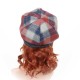 Blue and red plaid wool beret hat