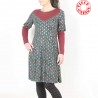Green, red and golden stretchy dress with leg-of-mutton sleeves