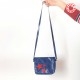 Petit sac bandoulière fabriqué en France créateur femme en cuir vernis bleu et étoiles rouges
