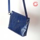 Small crossbody purse in blue varnished leather, red stars