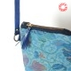 Blue zippered pouch, vintae upholstery woven fabric