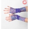Long armwarmers in a patchwork of purple jersey fabrics