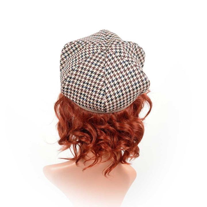 Casquette gavroche made in France créateur français pied de poule beige et marron