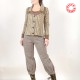 Fitted brown and beige retro jacket with double collar