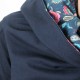 Navy and pink floral Chameleon wrap shrug with long straight sleeves