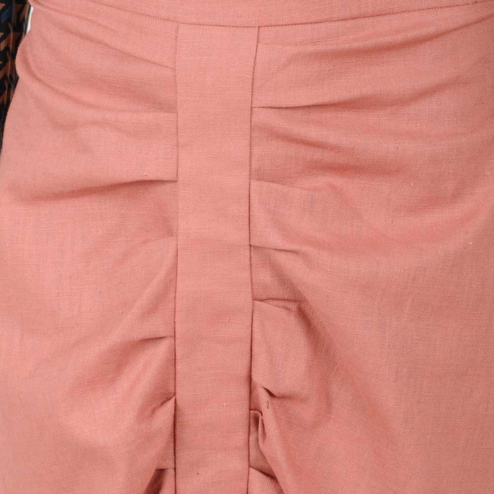 Rosewood pink linen pleated pencil skirt