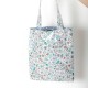White floral beach or shopping tote bag, coated cotton