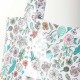 White floral beach or shopping tote bag, coated cotton