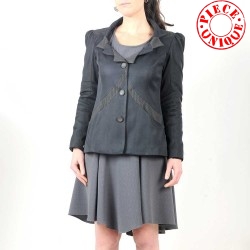 Dark grey women's jacket with yokes and unique collar