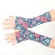 Navy and pink long floral armwarmers, cotton jersey