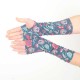 Navy and pink long floral armwarmers, cotton jersey