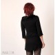 Black jersey tunic with wide cowl and ruffles