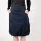 Dark blue bubble skirt with pockets, stretchy belt