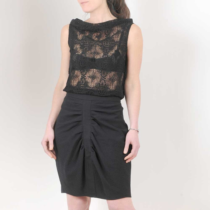 Sleeveless black crochet lace top