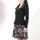 Fitted black and floral grey jacket with double collar