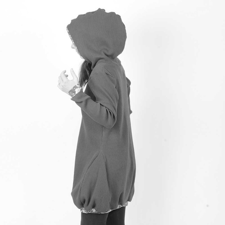 Hooded sweatshirt dress, long or short sleeves - CUSTOM HANDMADE