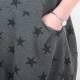 idée cadeau pour femme Robe sweat gris foncé à étoiles noires, manches courtes, large capuche