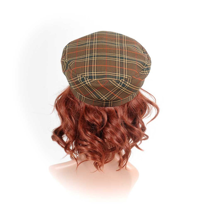 Brown plaid fiddler cap hat