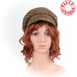 Brown plaid fiddler cap hat