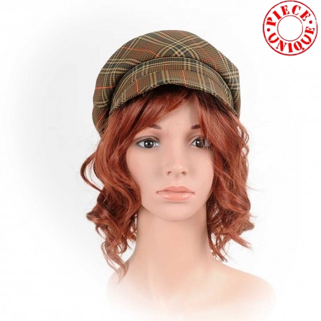 Chapeau casquette fabriqué en France créateur femme écossais marron