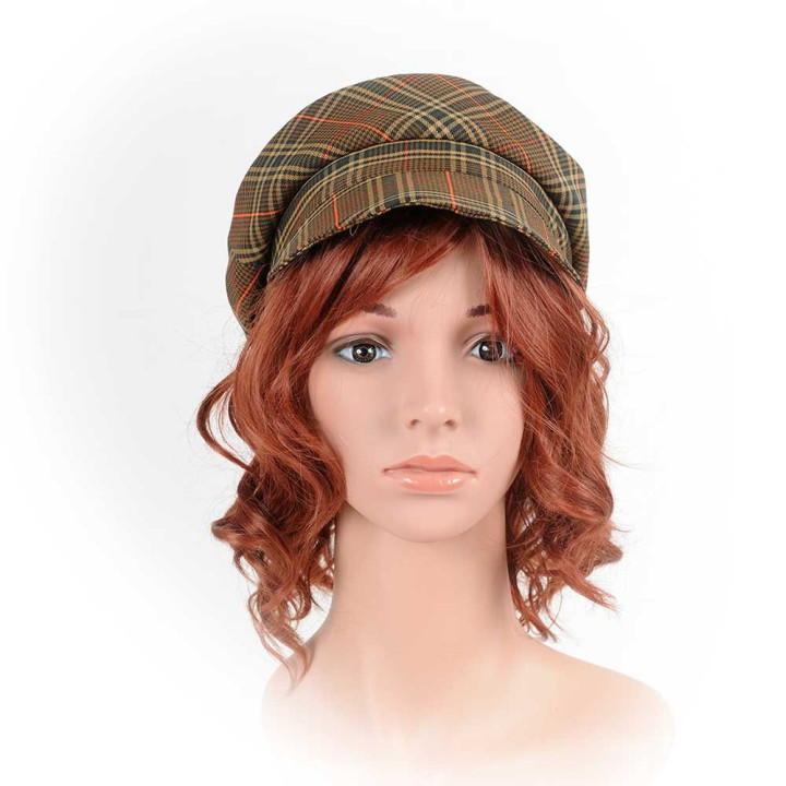 Brown plaid fiddler cap hat