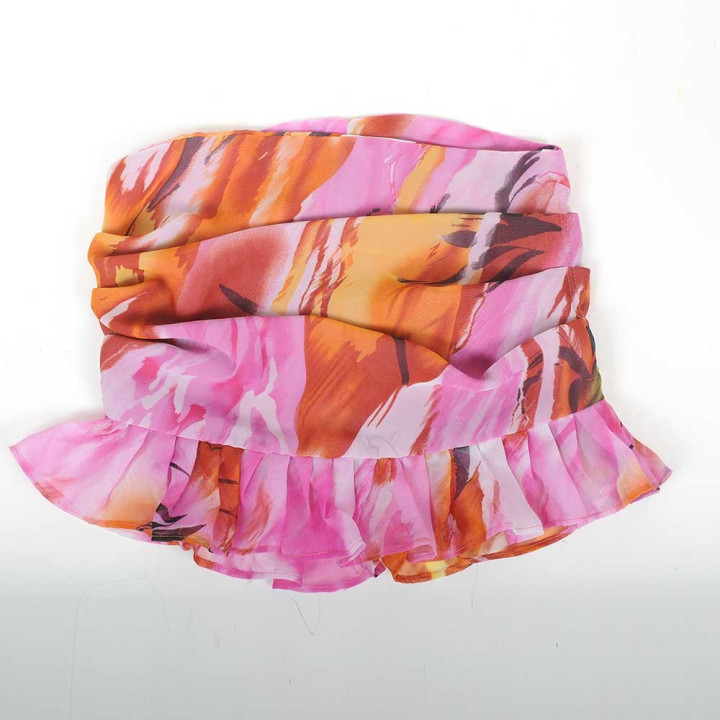 Tour de cou foulard volanté fabriqué en France rose et orange