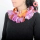 Tour de cou foulard volanté fabriqué en France créateur femme rose et orange