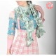 Ruffled pale mint green scarf, jersey and patterned fabric