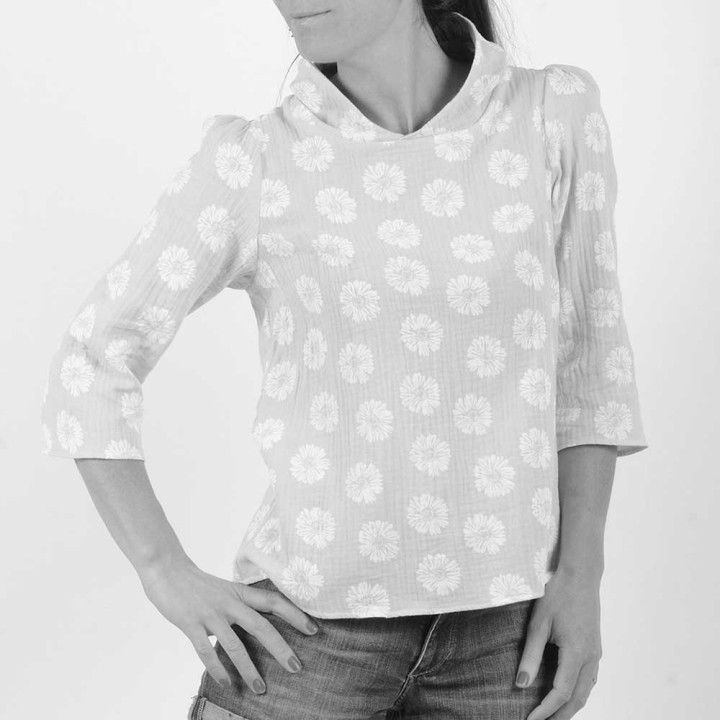 Haut femme à col foulard fabriqué en France - PERSONNALISABLE