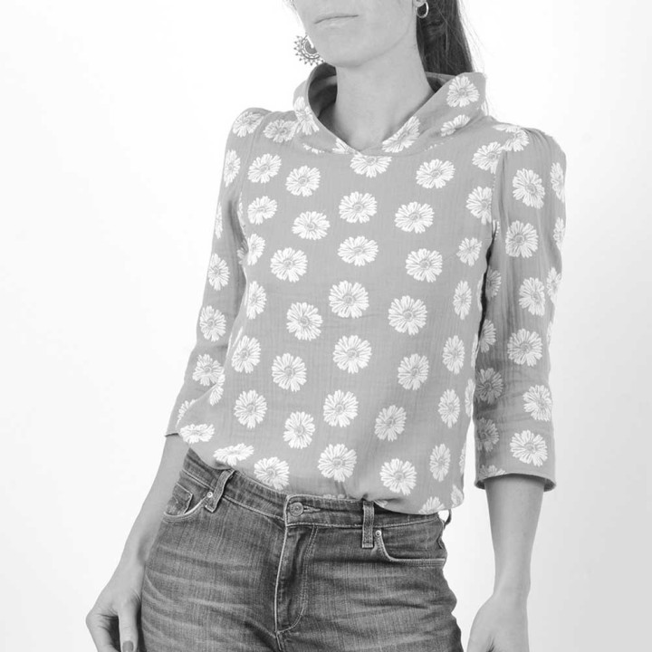 Womens shirt with scarf collar - CUSTOM HANDMADE